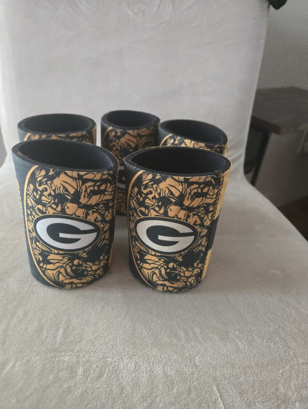 Green Bay Packers Yellow and Green Can Coolers (Set of 5)